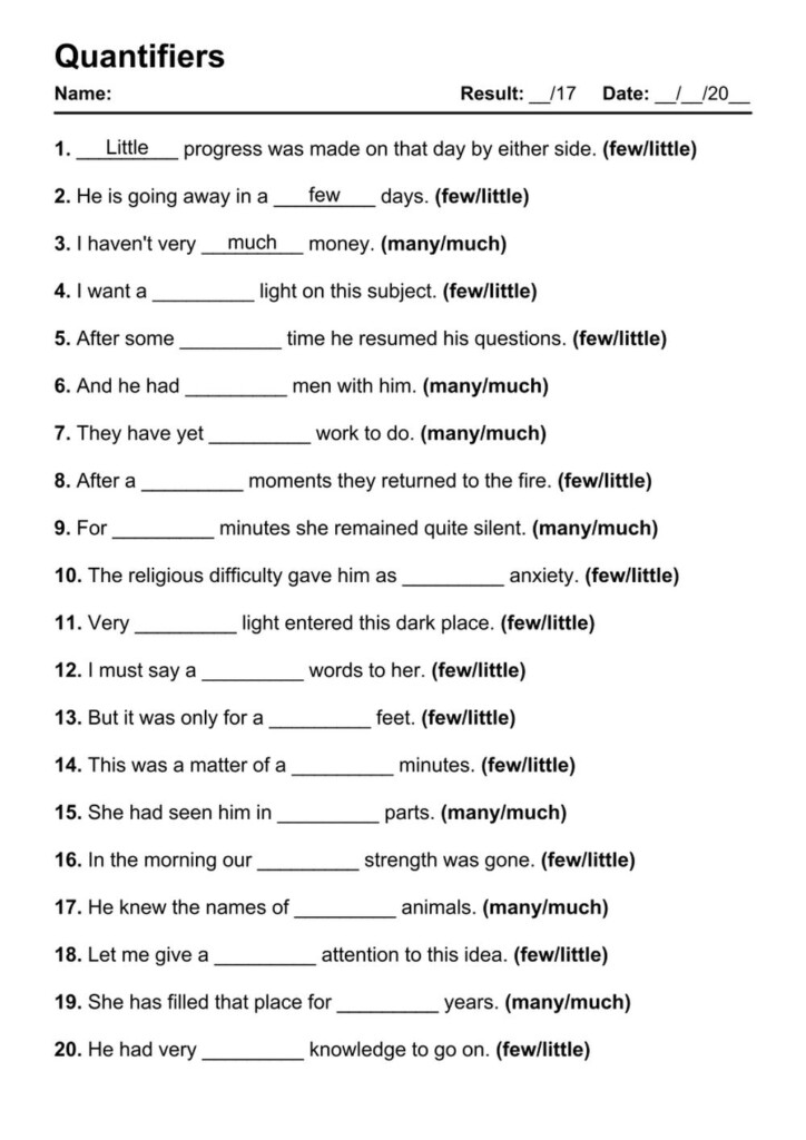 101 Printable Quantifiers PDF Worksheets With Answers Grammarism - Mass Noun Quantifiers Worksheet