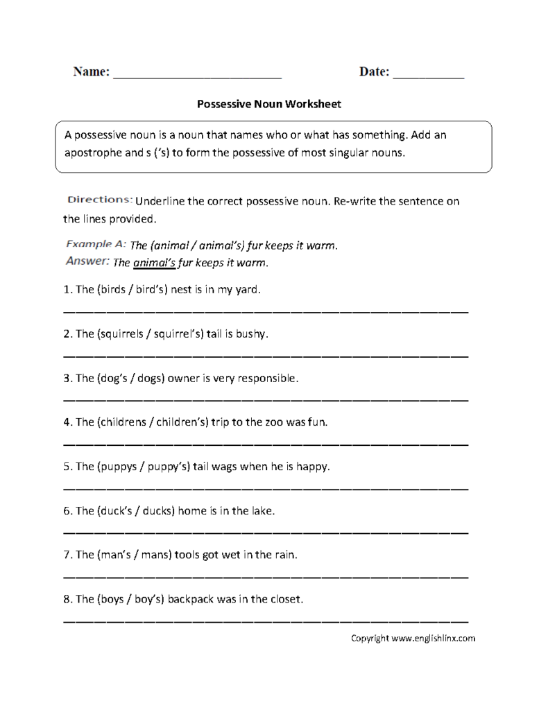 15 Possessive Nouns Worksheets 5th Grade Worksheeto - Free Grade 5 Possessive Nouns Worksheet