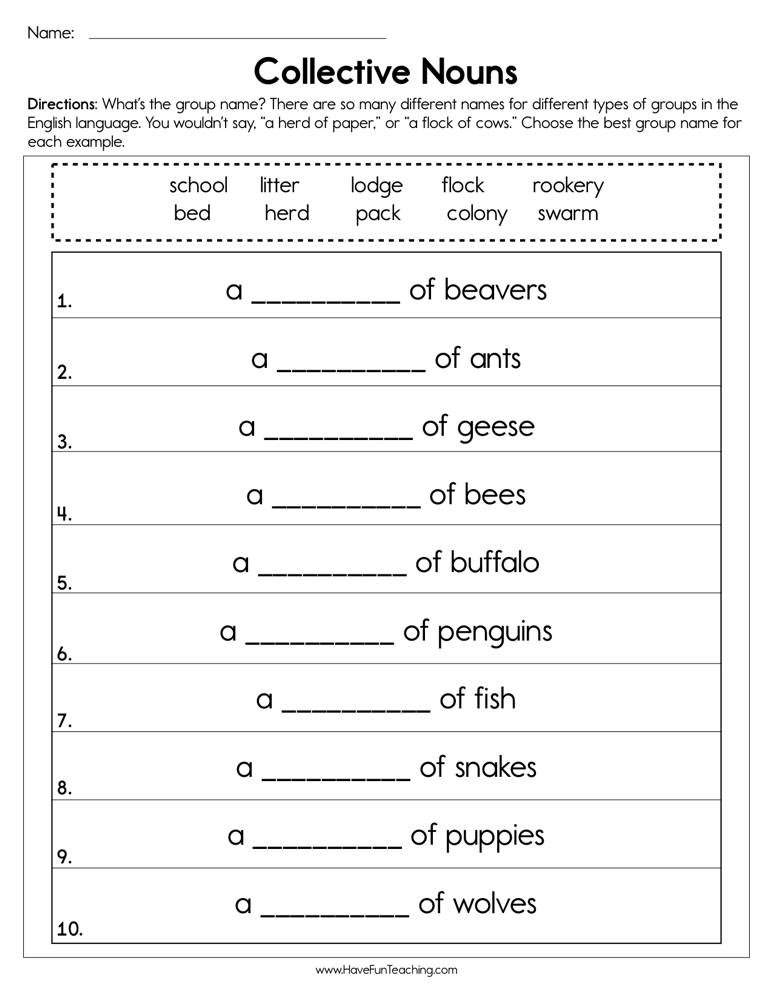 2nd Grade Collective Noun Worksheet - Collective Nouns Worksheets Second Grade