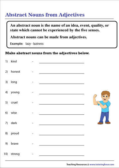 Abstract Nouns From Adjectives Worksheet - Adjective To Abstract Noun Worksheet