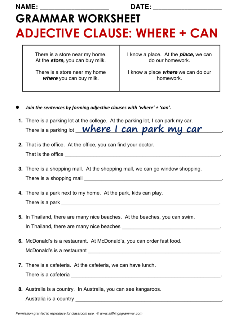 Adjective Adverb And Noun Clauses Practice - Adjective Adverb And Noun Clauses Worksheet With Answers Pdf