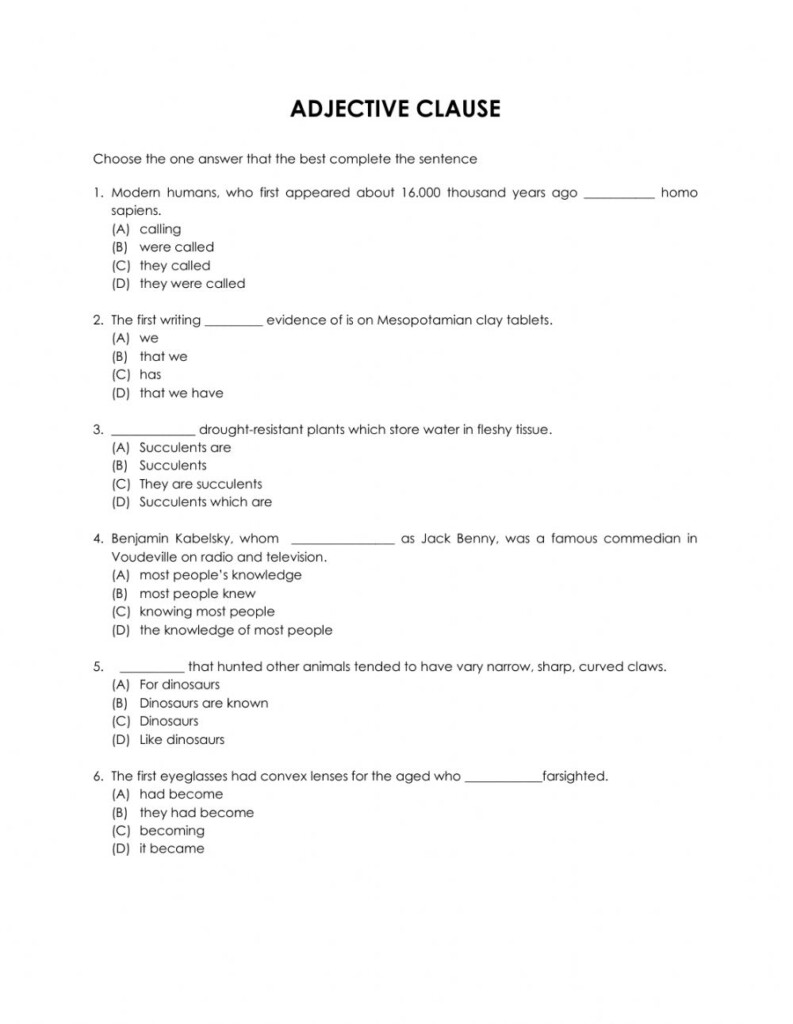 Adjective Adverb And Noun Clauses Worksheet With Answers Pdf  - Adjective Adverb And Noun Clauses Worksheet With Answers Pdf