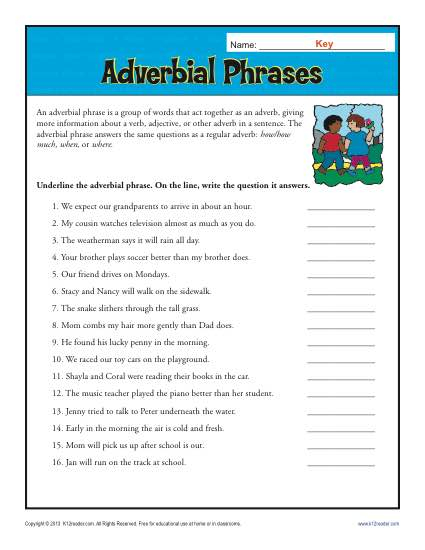 Adjective And Adverb Phrases Worksheet - Adjective Adverb And Noun Phrases Worksheet