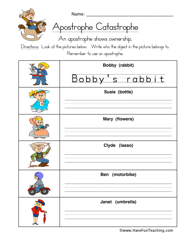 Apostrophe With Possessives Worksheet By Teach Simple - Possessive Nouns Apostrophe Worksheet