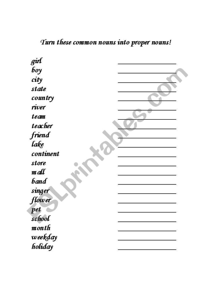 Changing Common Nouns To Proper Nouns ESL Worksheet By Aclink - Changing Common Nouns To Proper Nouns Worksheet Answers