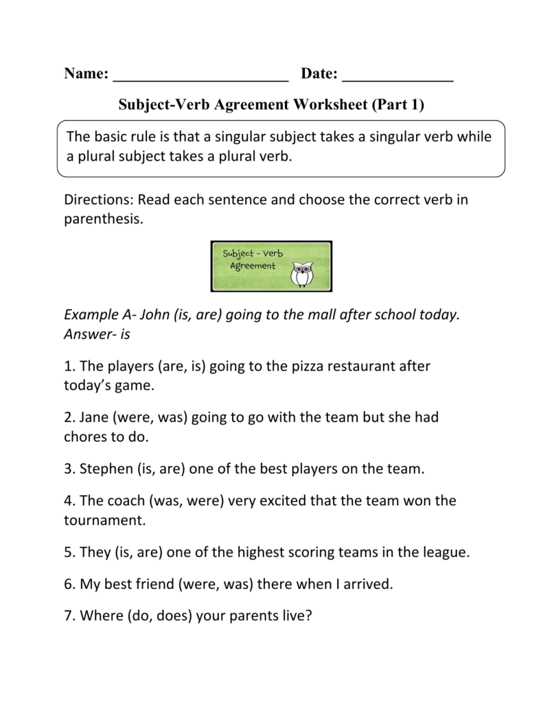 Collective Noun Verb Agreement Worksheets - Collective Noun Verb Agreement Worksheet