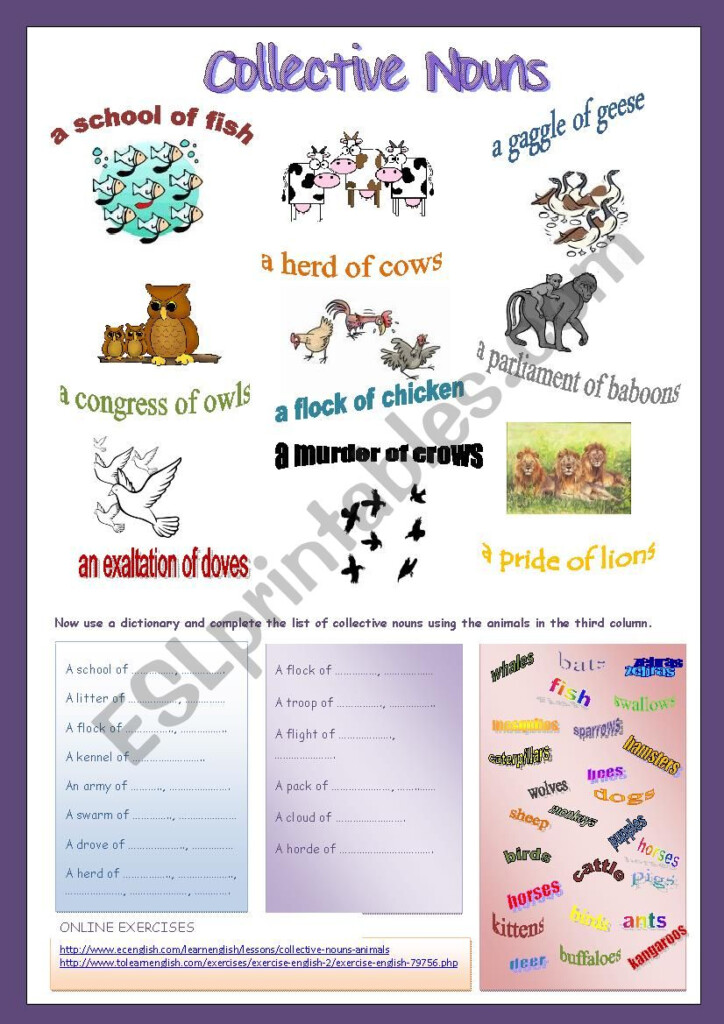 Collective Nouns ANIMALS ESL Worksheet By Cristinasuma - Collective Nouns For Animals Worksheet