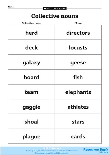 Collective Nouns FREE Primary KS2 Teaching Resource Scholastic - Collective Nouns Worksheet Ks2