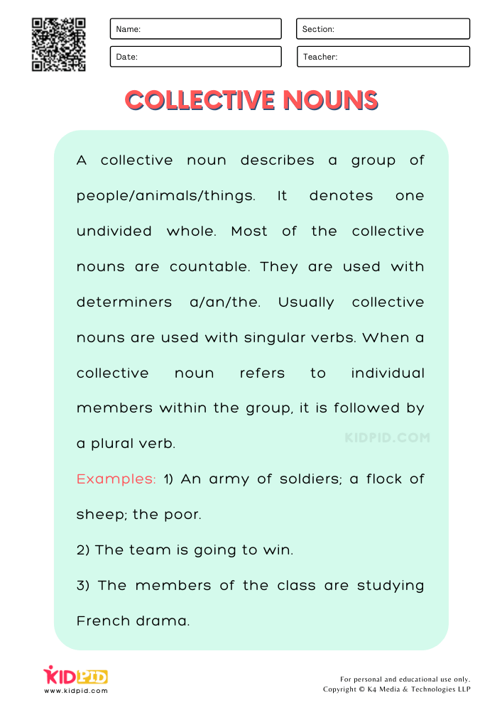 Collective Nouns Printable Worksheets For Grade 2 Kidpid - Collective Noun Sentences Worksheets