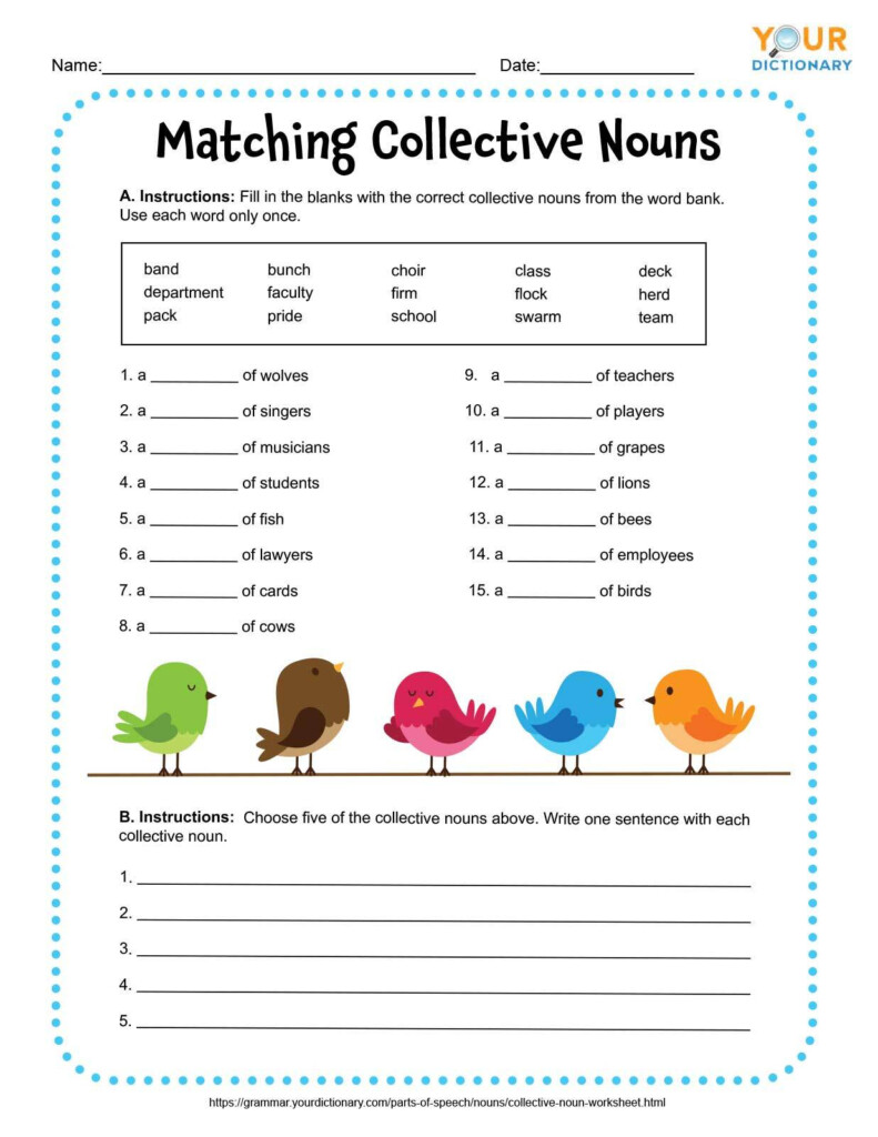 Collective Nouns Worksheets Free Printables  - Count Mass Collective Nouns Worksheet