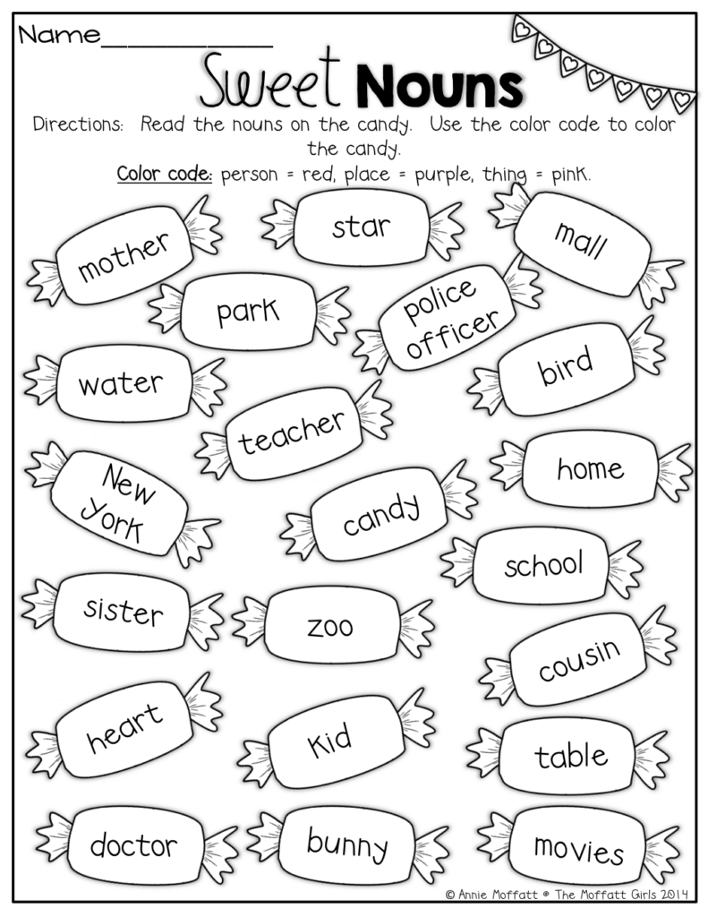 Color The Nouns Worksheet - Color The Nouns Worksheet