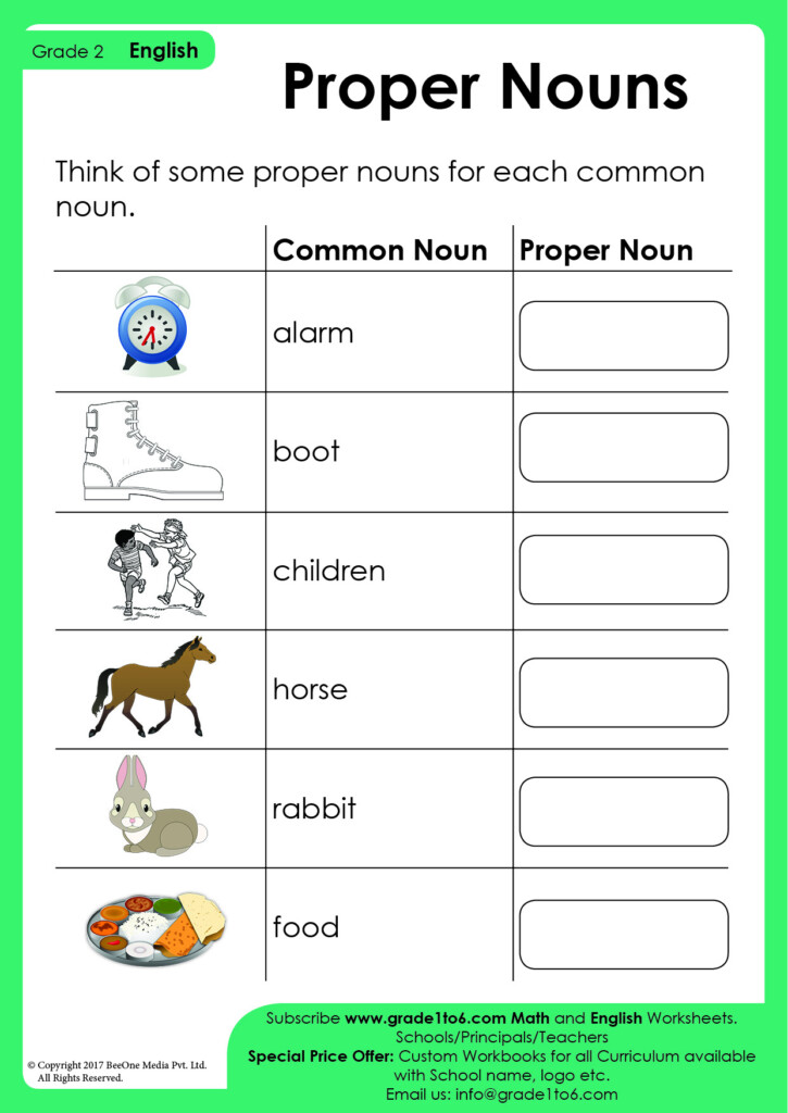 Common And Proper Noun Worksheets For Grade 2 - Grade 2 Proper Nouns Worksheets