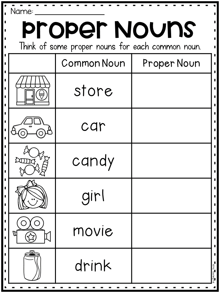 Common And Proper Noun Worksheets For Kids - First Grade Worksheet Common And Proper Nouns