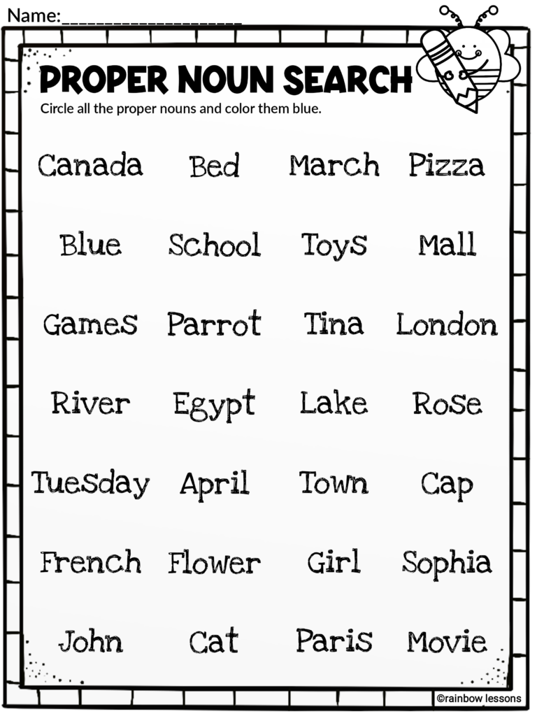 Common Noun Vs Proper Noun Worksheet - Common Vs. Proper Nouns Worksheet