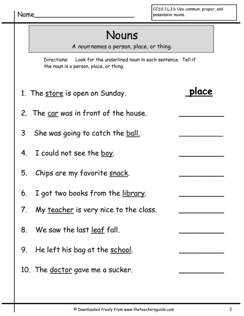 Common Noun Worksheets - English Grammar Nouns Worksheets Pdf