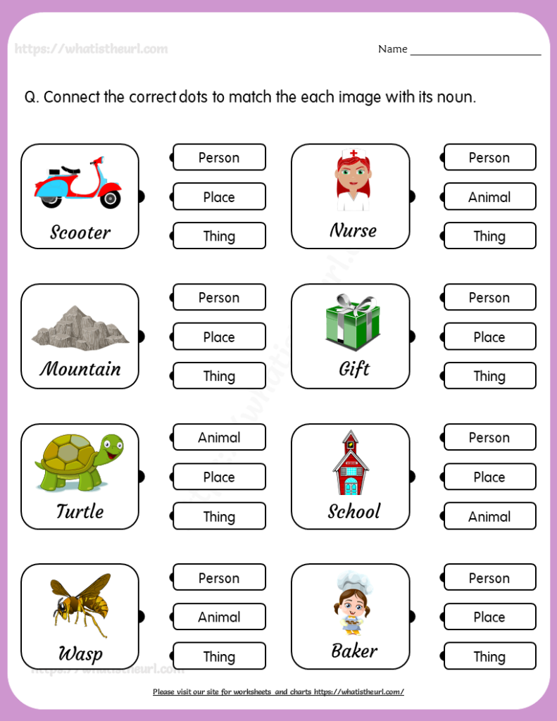 Common nouns match worksheet 3 Your Home Teacher - Noun Worksheet With Pictures