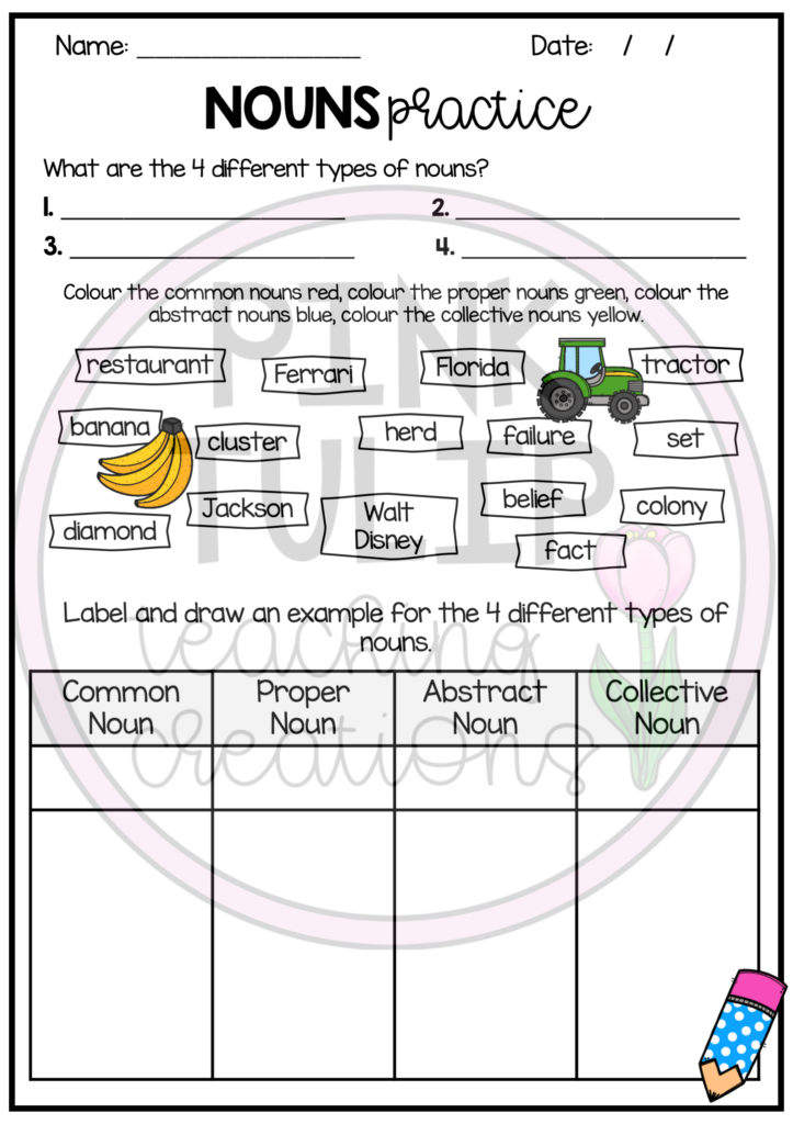 Common Proper Abstract And Collective Nouns Worksheet - Common Proper Abstract Collective Nouns Worksheet