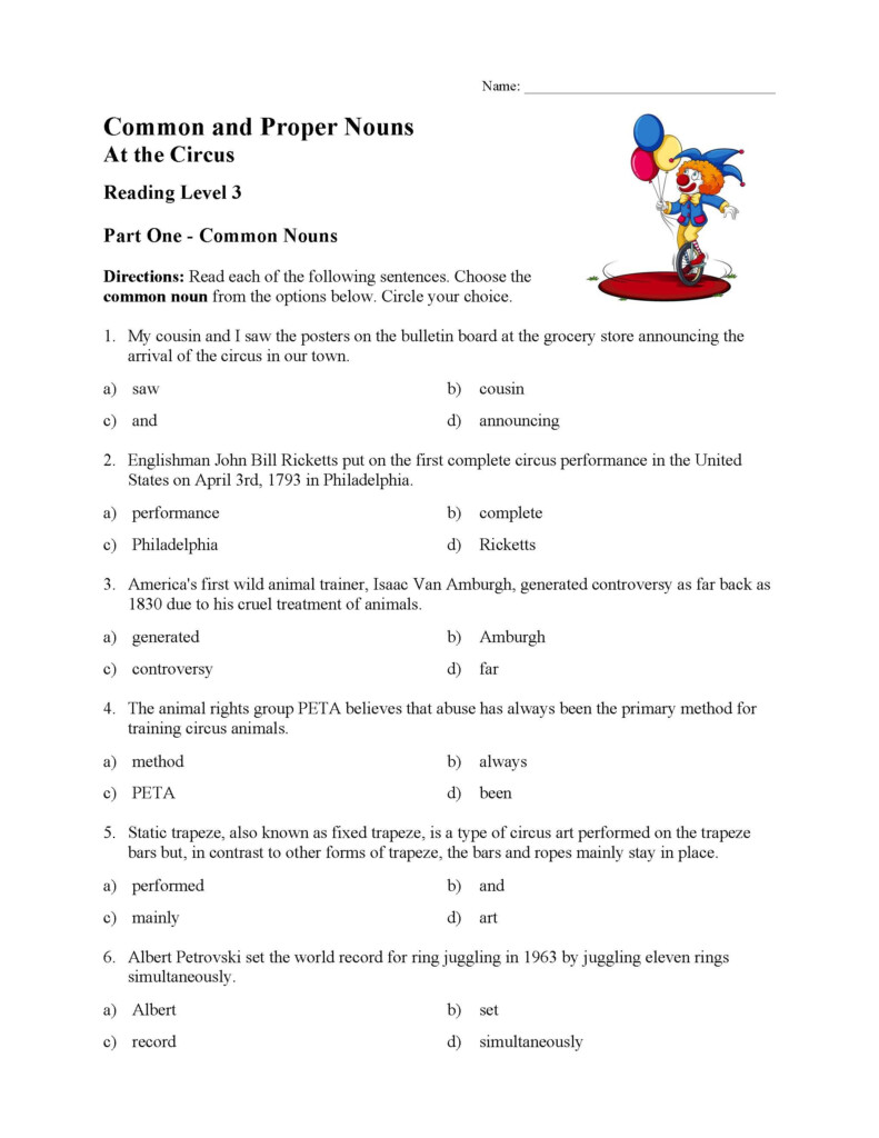 Common Proper Nouns Worksheet 3rd Grade - Common And Proper Nouns Worksheet 3Rd Grade