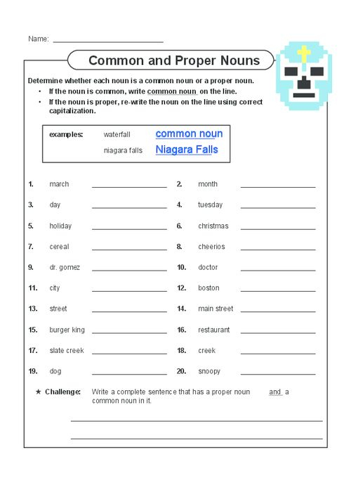 Common Proper Nouns Worksheets 5th Grade Proper Nouns Worksheet  - Common And Proper Nouns Worksheet 5Th Grade