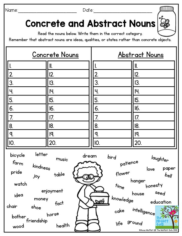 Concrete Nouns Abstract Nouns - Identifying Concrete And Abstract Nouns Worksheet