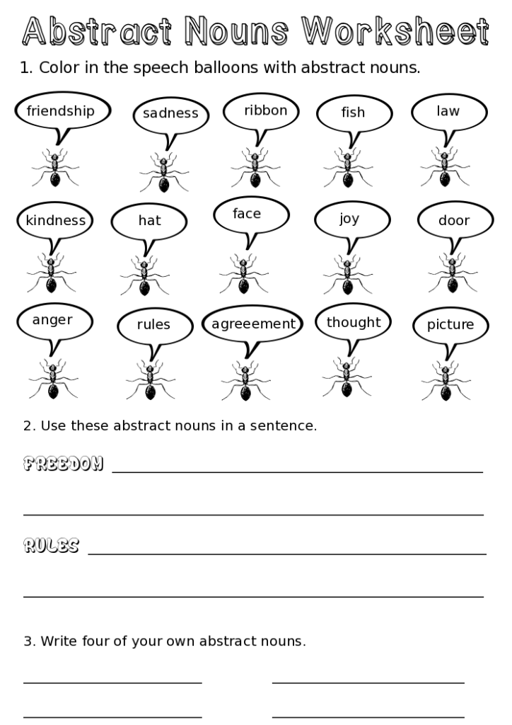 Concrete Nouns And Abstract Nouns Worksheets - Concrete Nouns Abstract Nouns Worksheet