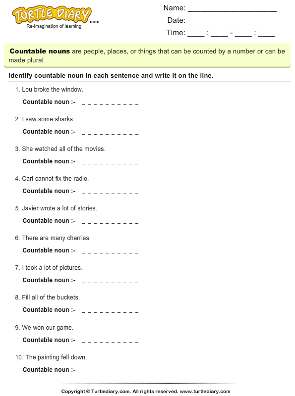 Count And Mass Nouns Worksheets Grade 4 - Mass And Count Nouns Worksheets For Grade 4 With Answers