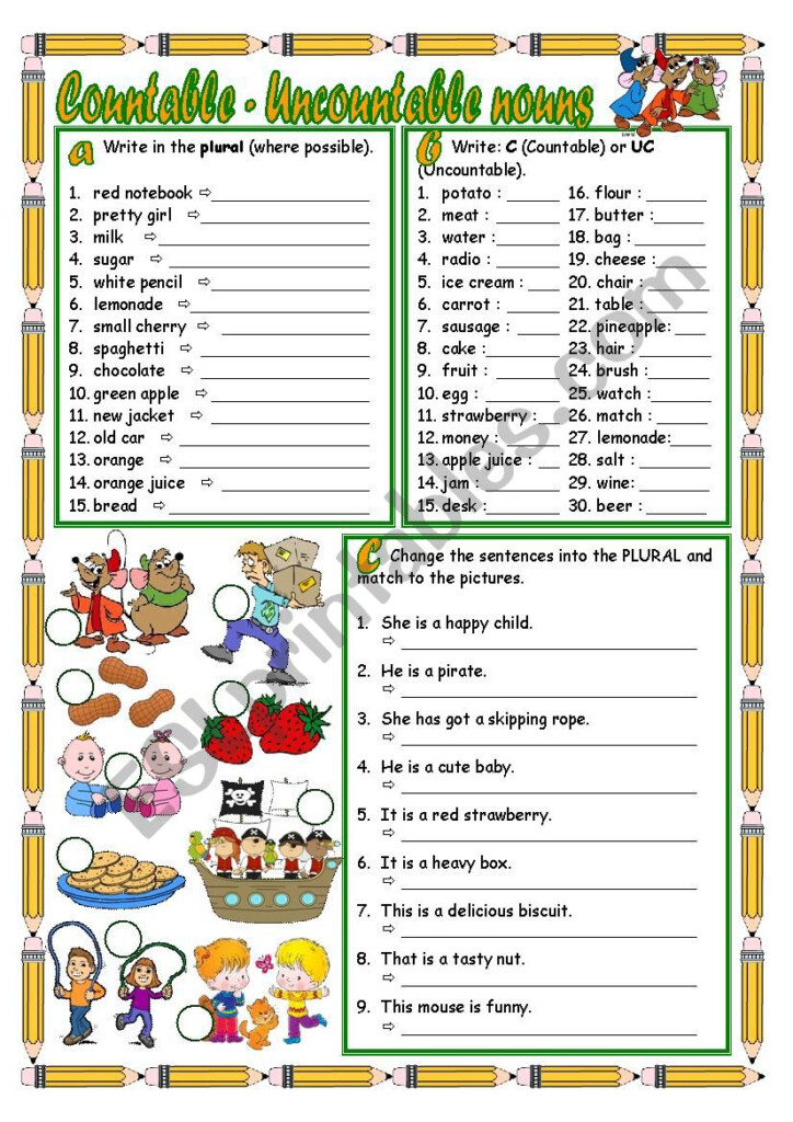 Countable And Uncountable Nouns Worksheet PDF - Countable Nouns And Uncountable Nouns Worksheet Pdf