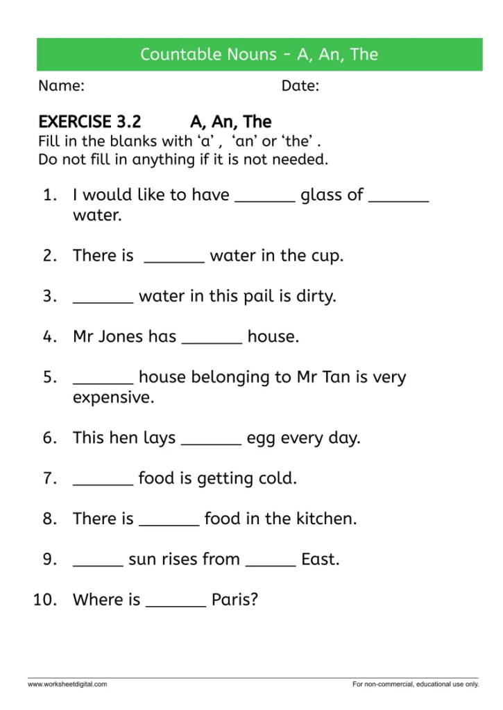 Countable Nouns Worksheet - Noun Counters Worksheets