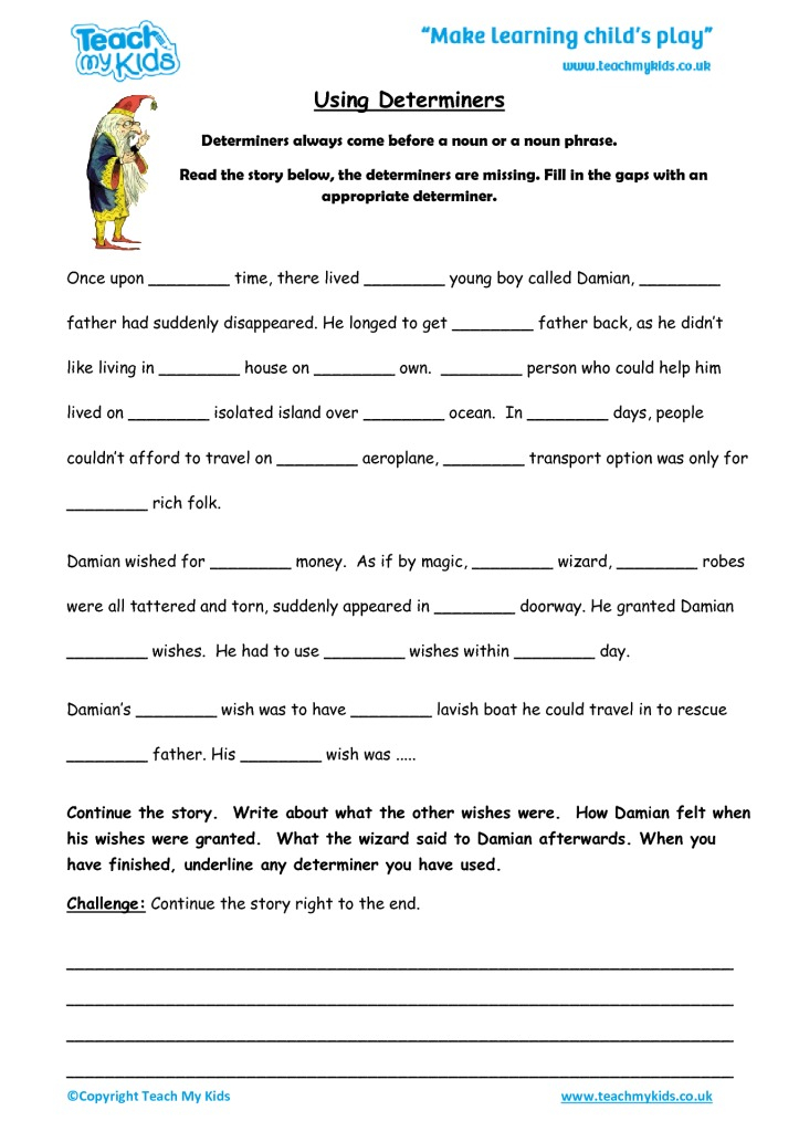 Determiners Exercises - Noun Determiners Worksheet For Grade 5