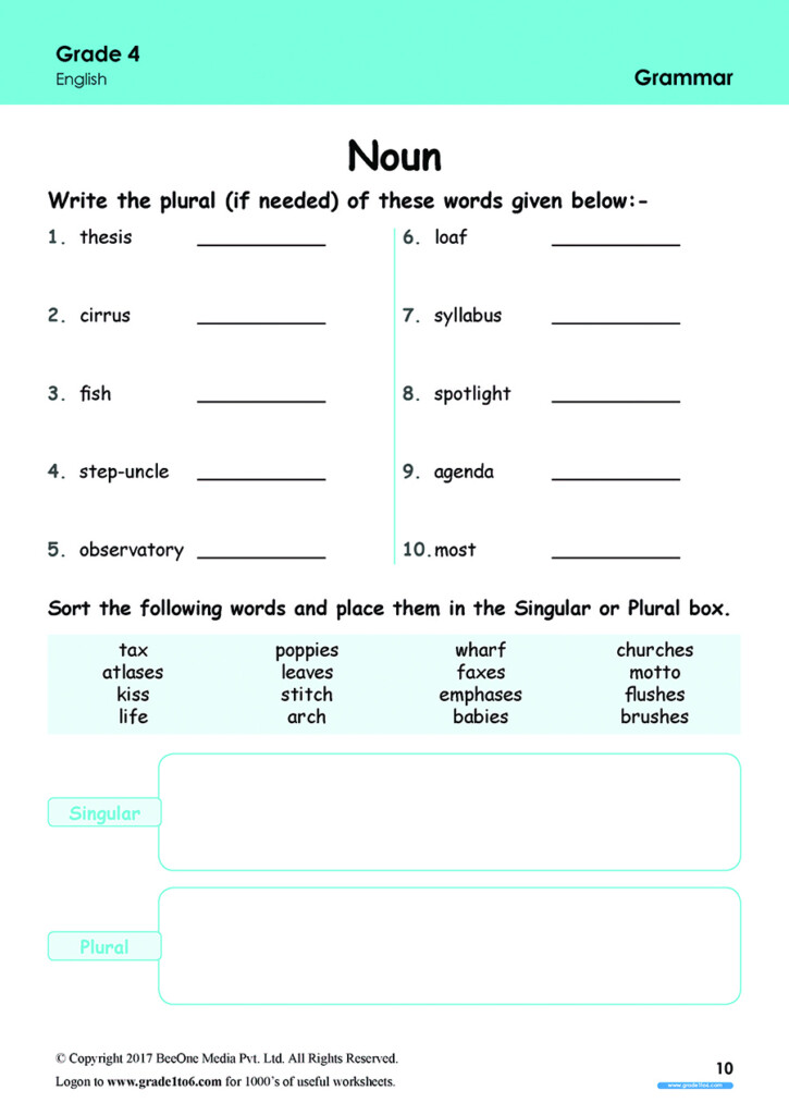 Download Now - Grammar Noun Worksheet For Grade 4