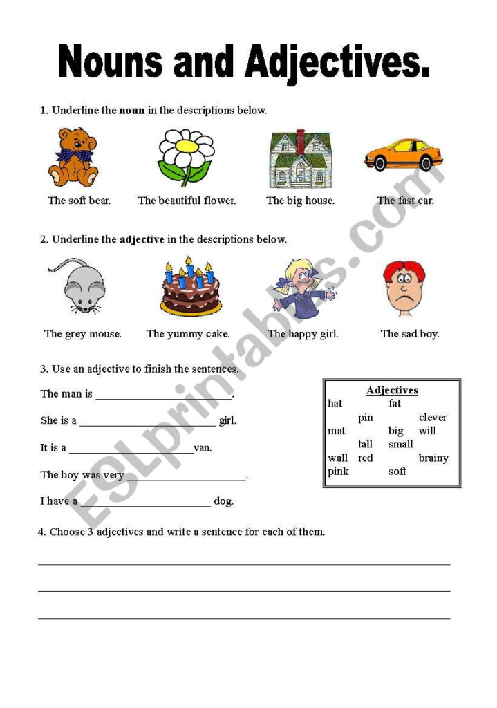 English Worksheets Nouns And Adjectives Worksheet - Nouns Used As Adjectives Worksheet