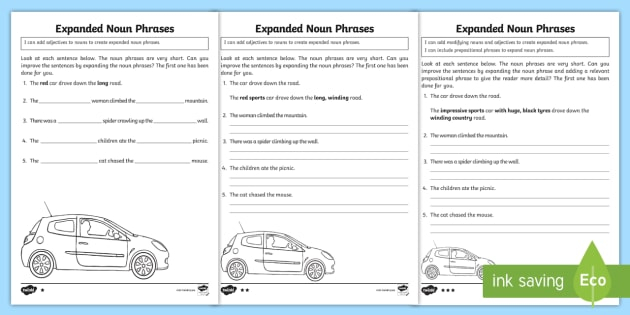 Expanded Noun Phrases Differentiated Worksheet Activity Sheet - Expanded Noun Phrases Differentiated Worksheet