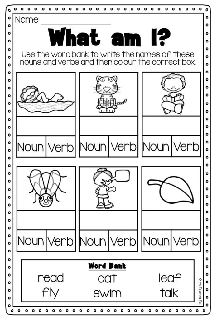 Free Noun And Verb Worksheets - Noun And Verb Worksheets Grade 1