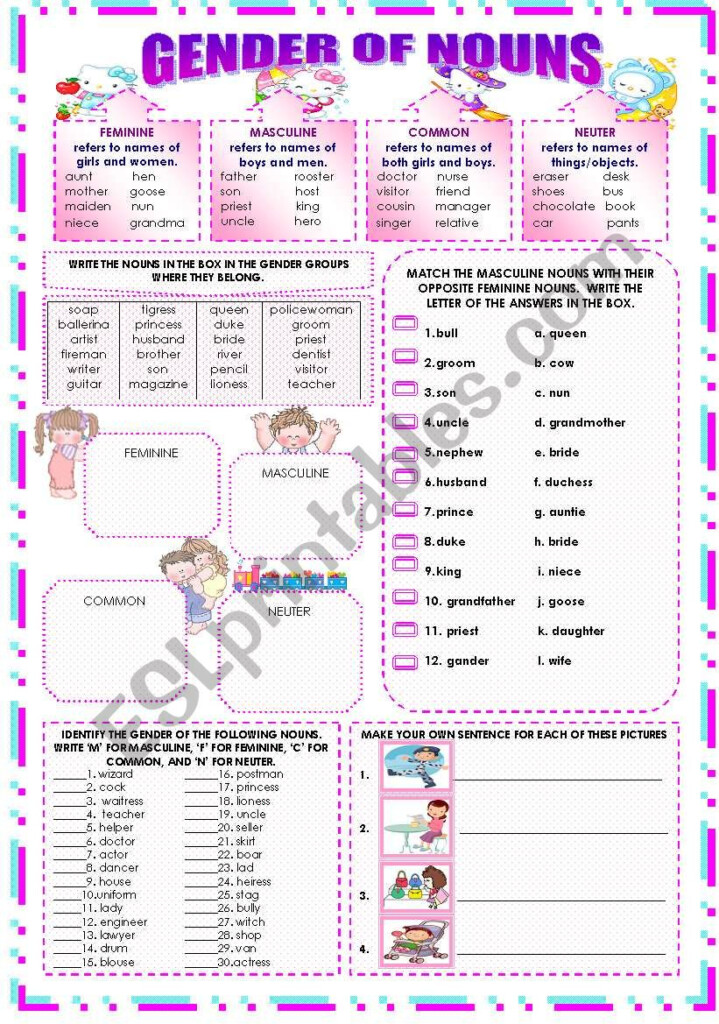 GENDER OF NOUNS ESL Worksheet By Mavic15 - Gender Nouns Worksheets