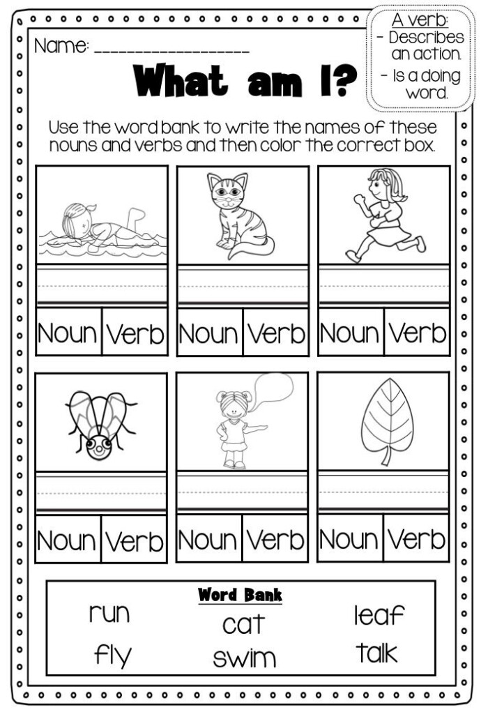 Identifying Noun And Verb Worksheets - Verb And Noun Worksheet