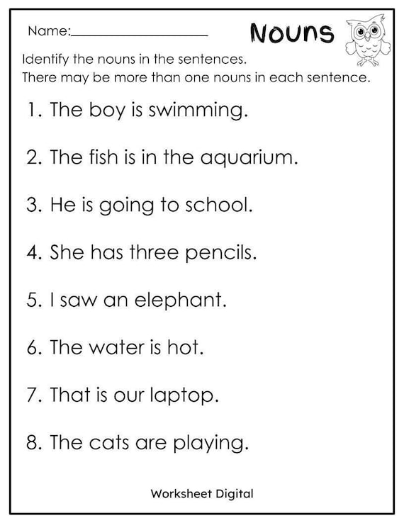 Identifying Noun For 5th Grade Worksheets - Identifying Noun Worksheets