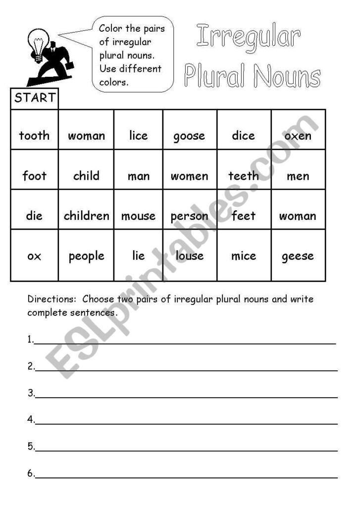 Irregular Plural Nouns ESL Worksheet By Epantoja - Irregular Plural Noun Worksheet