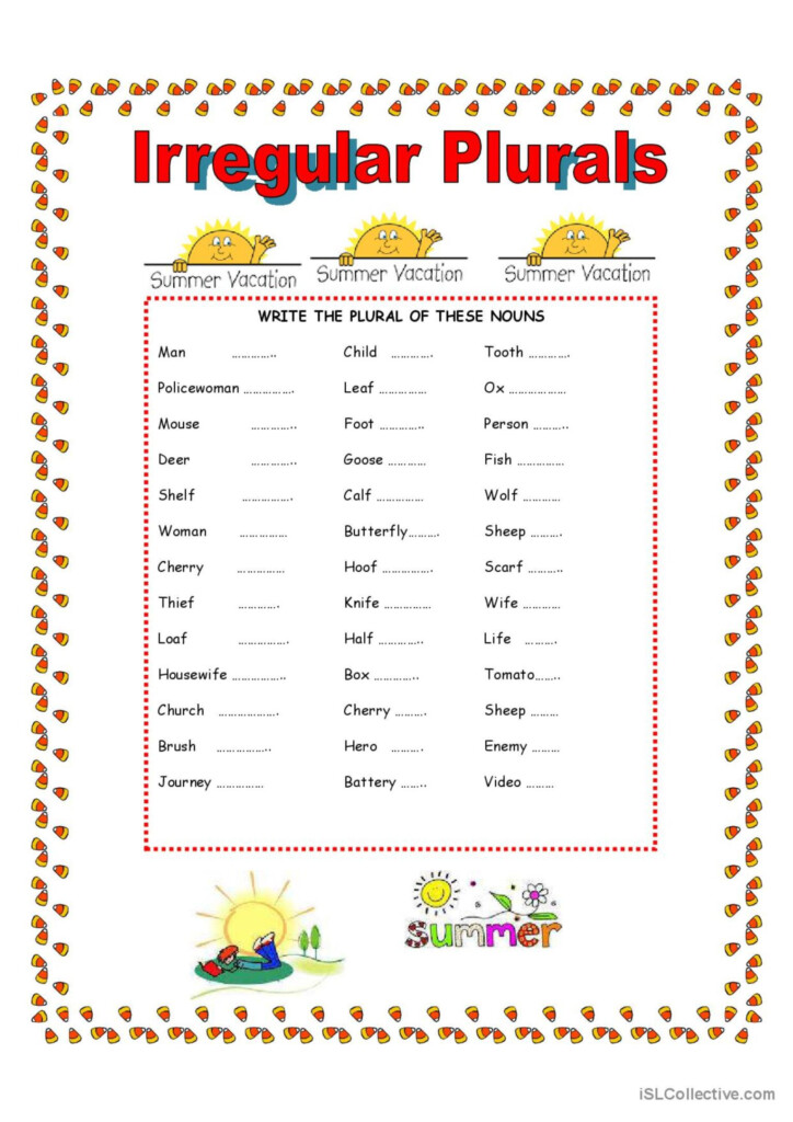 IRREGULAR PLURALS English ESL Worksheets Pdf Doc - Irregular Plural Nouns Pdf Worksheet