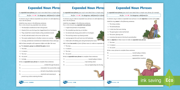 KS2 Fantasy Story Expanded Noun Phrases Differentiated Worksheet - Expanded Noun Phrases Differentiated Worksheet