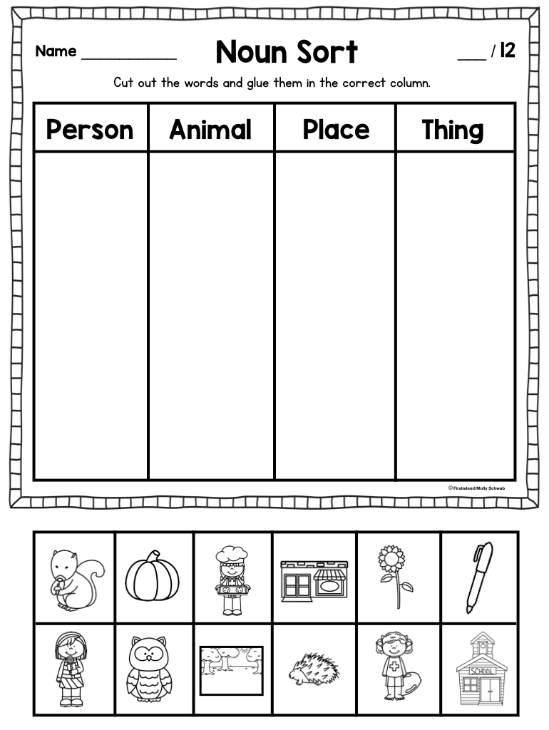 Noun Activities For 1st Grade - Fun Noun Worksheets First Grade