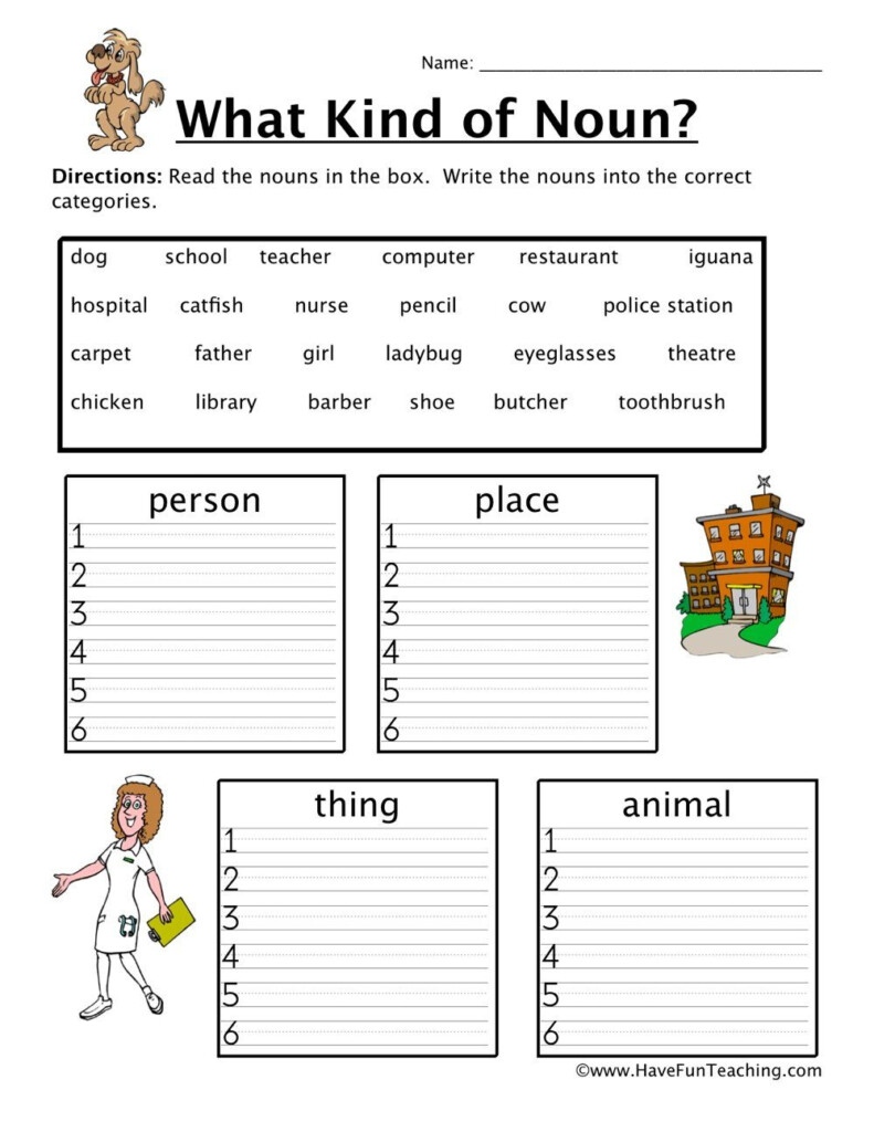 Noun Sorting Worksheet Have Fun Teaching English Grammar For Kids  - Noun Categories Worksheet