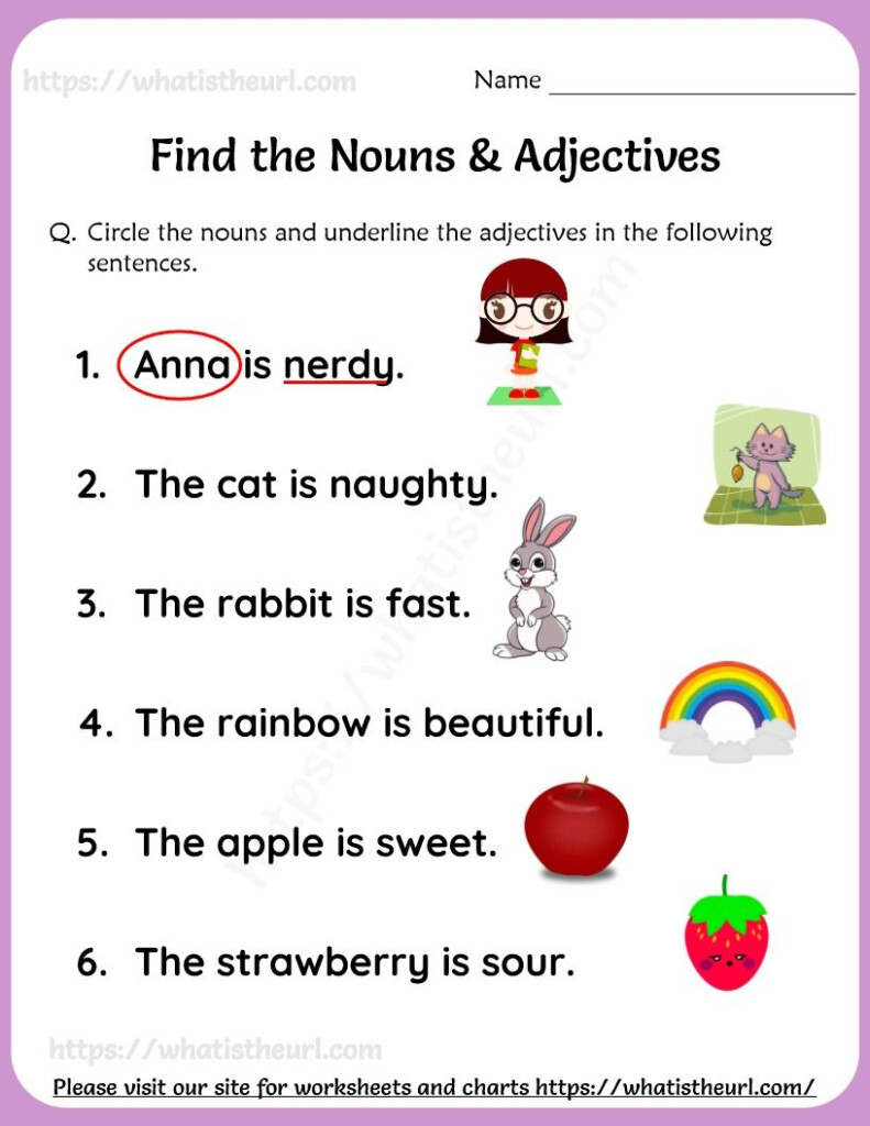 Nouns And Adjectives Worksheet For Grade 1 Nouns And Adjectives  - Noun Verb Adjective Worksheet For First Grade