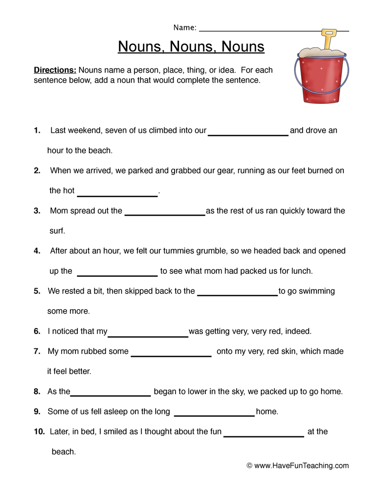 Nouns Fill In The Blanks Worksheet By Teach Simple - Nouns Fill In The Blanks Worksheet