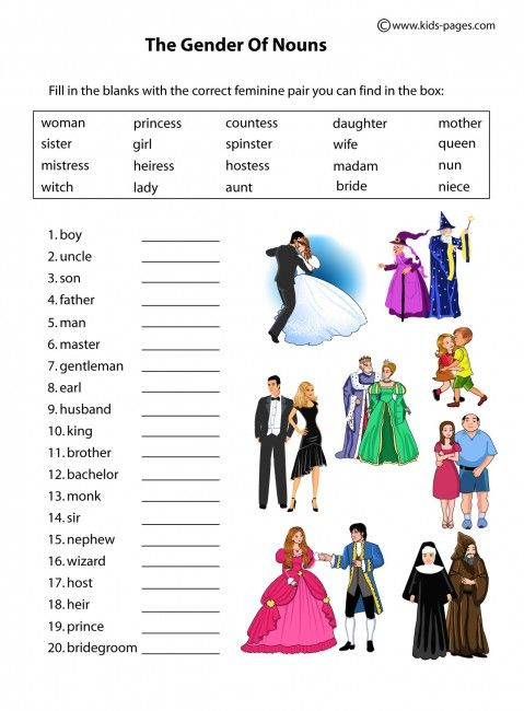 Nouns Gender Worksheet For Class 3 - Noun Gender Worksheet For Class 3