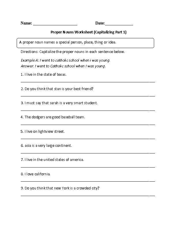 Nouns Worksheets Proper And Common Nouns Worksheets - Noun Worksheet For Grade 8