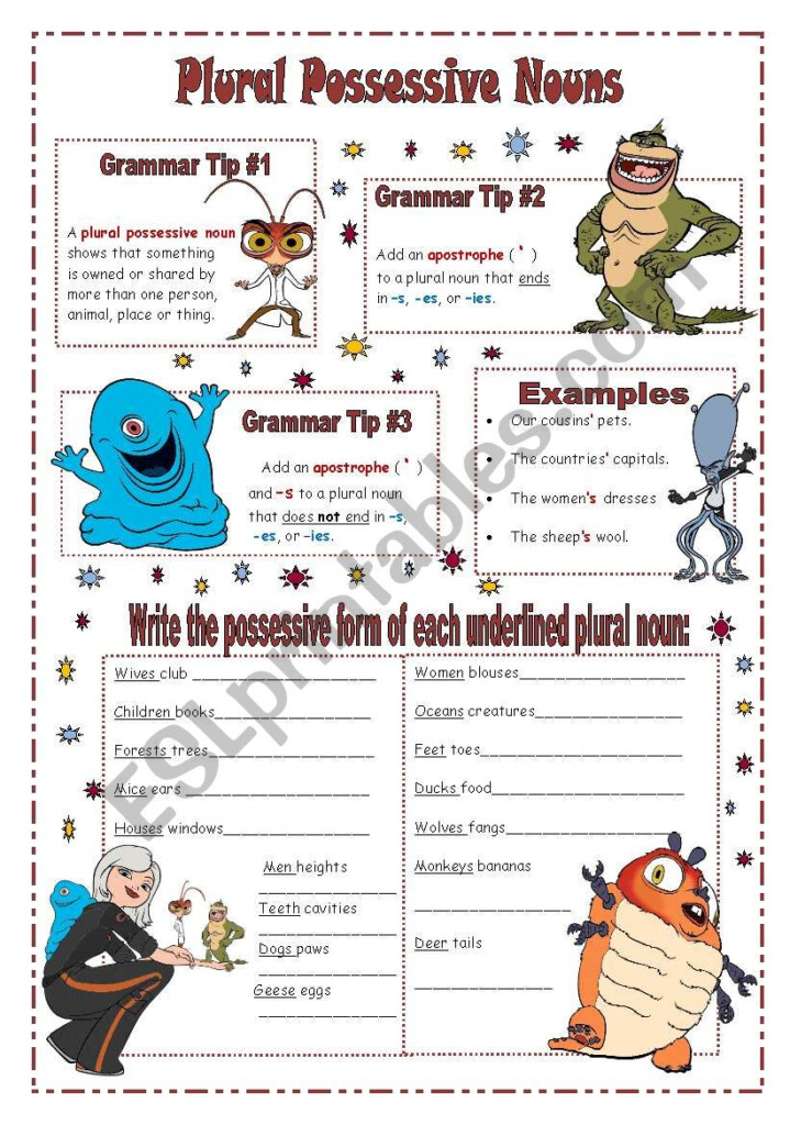 Plural And Possessive Nouns Worksheet - 2Nd Grade Worksheet Comparing Possessive Nouns And Plural Nouns