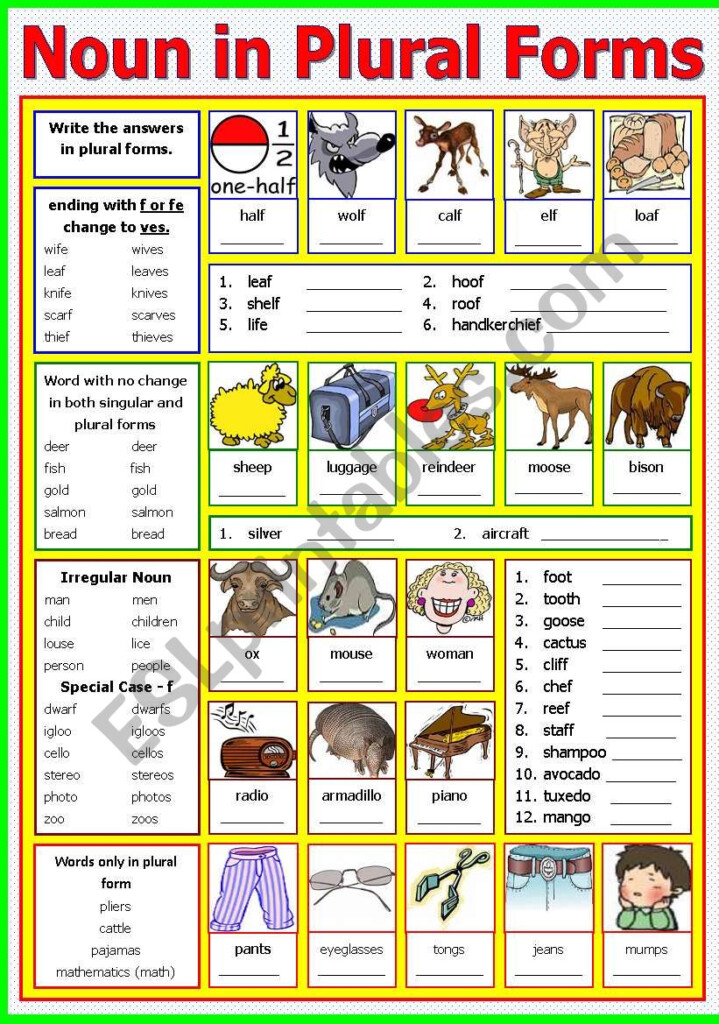 Plural Form Of Nouns Worksheets - Forming Plural Nouns Worksheet