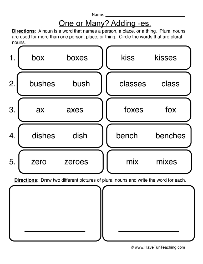 Plural Noun Adding ES Worksheet Have Fun Teaching - Plural Nouns S Es Worksheet