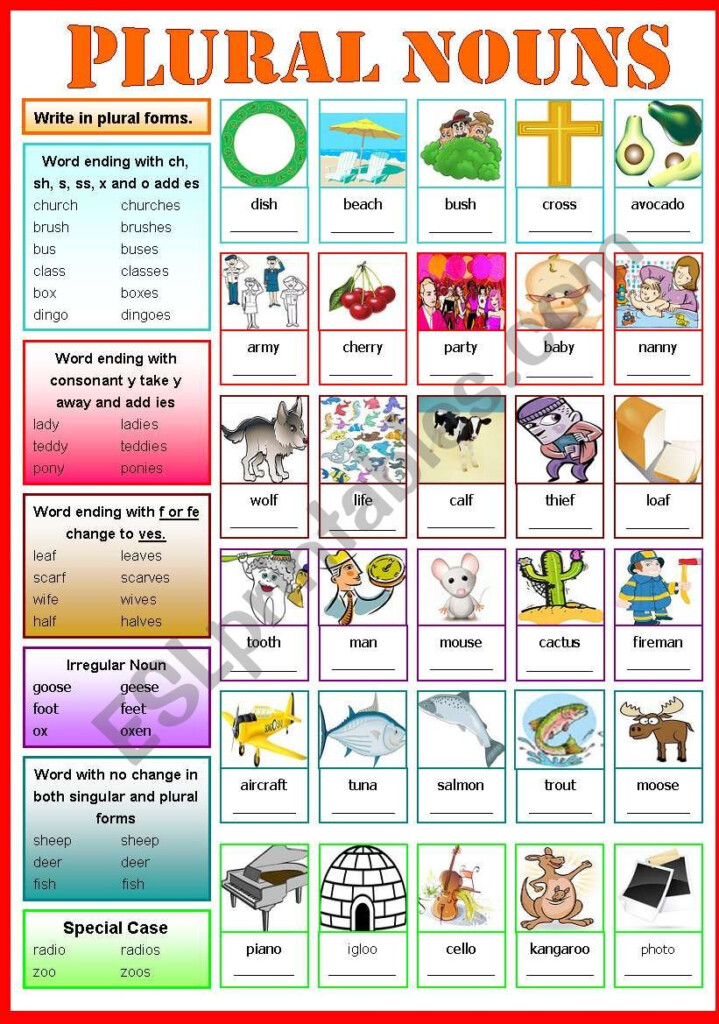 Plural Noun Worksheets - Plural Nouns Worksheets With Answers