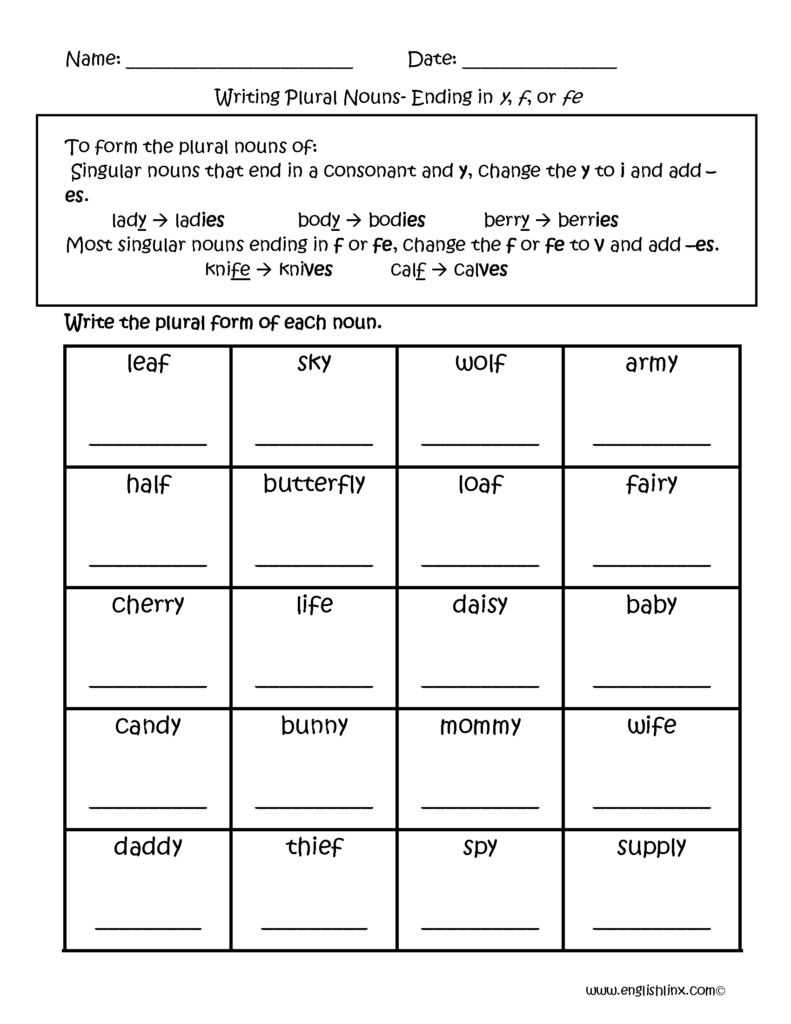 Plural Nouns Worksheet 6th Grade - Forming Plural Nouns Worksheets For Grade 6